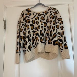 Open back cheetah print sweater